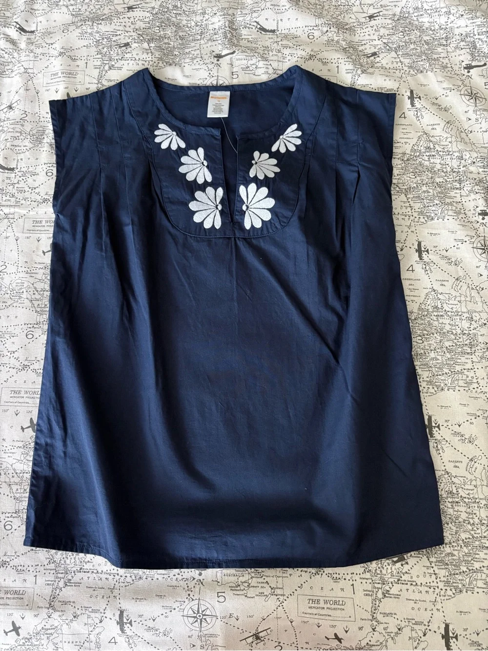Gymboree Navy Sleeveless Tunic with White Floral Embroidery